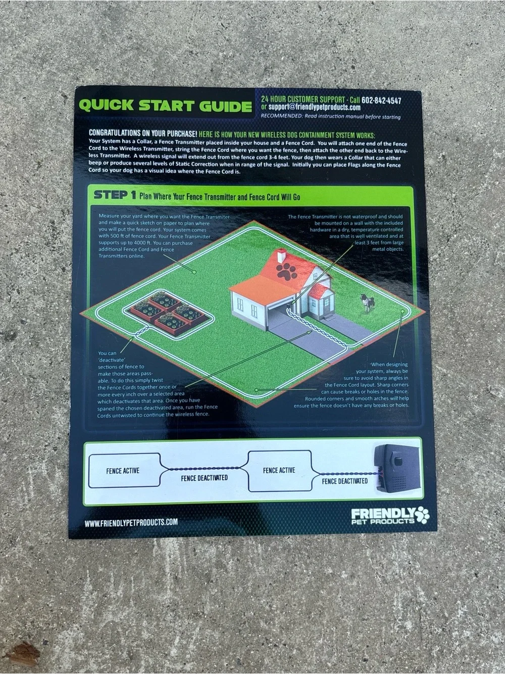 Friendly Pet Products Wireless Dog Fence Containment System w Collar & Manual